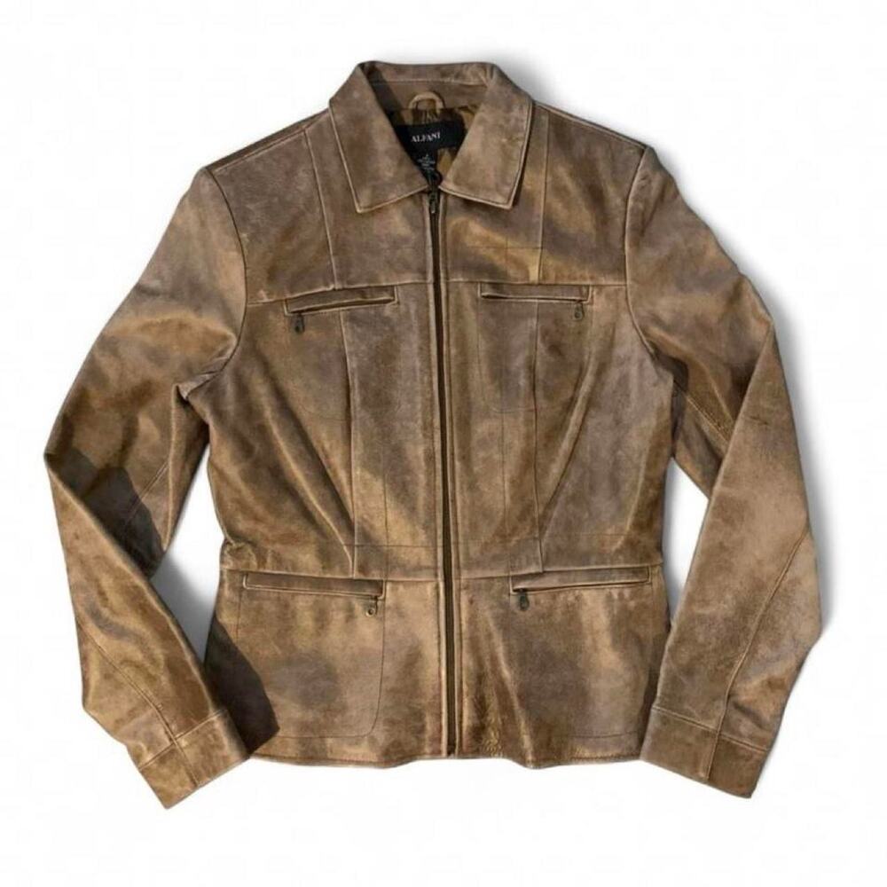 Alfani womens fitted leather jacket